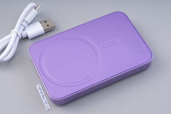 Повербанк з безпровідною зарядкою 6000 mAh, магніт Magsafe, 22.5W, фіолетовий