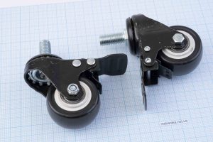 Колесо поворотне універсальне D50, різьбовий кронштейн з стопором