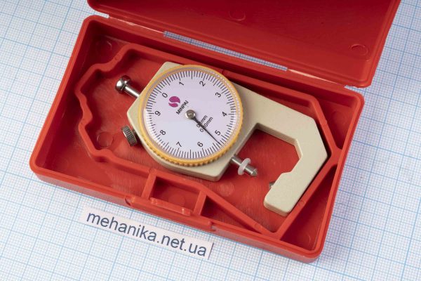 Товщиномір індикаторний MINPAI, аналоговий, гострі губки, 0-10 мм, +/-0.1 мм