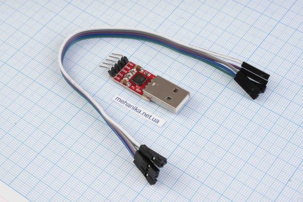 Перехідник (конвертер, адаптер, перетворювач) USB COM UART TTL CP9102+дроти RED