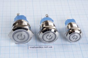 Кнопка металева з підсвічуванням (значок), 220V, з фіксацією