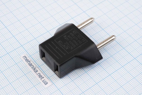 Перехідник 220V/6A з китайської вилки на євро Ф3.5мм, чорний