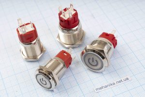Кнопка металева з підсвічуванням (значок), 220V, з фіксацією