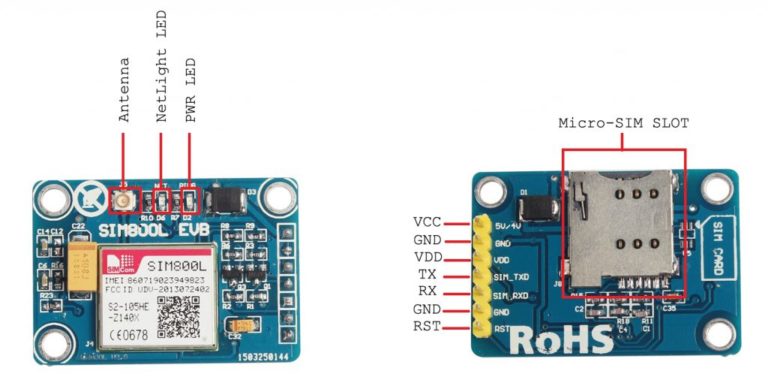 Модуль стільникового зв’язку GSM і GPRS для Arduino SIM800L EVB з виносною антеною