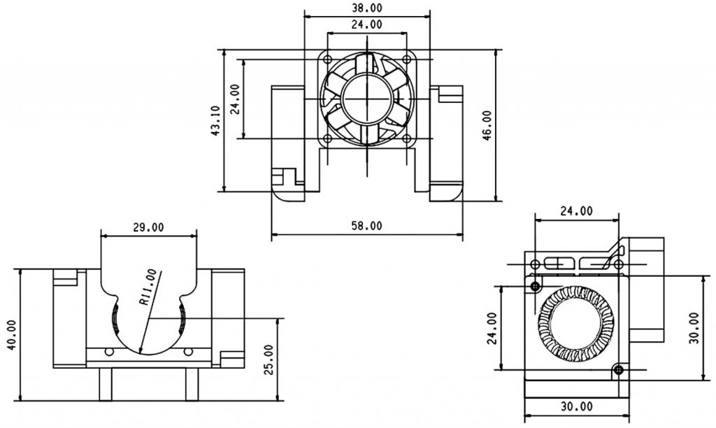 Обдув для екструдера (хотенд/hotend) E3D V6, 3 вентилятора 12V, модернізований