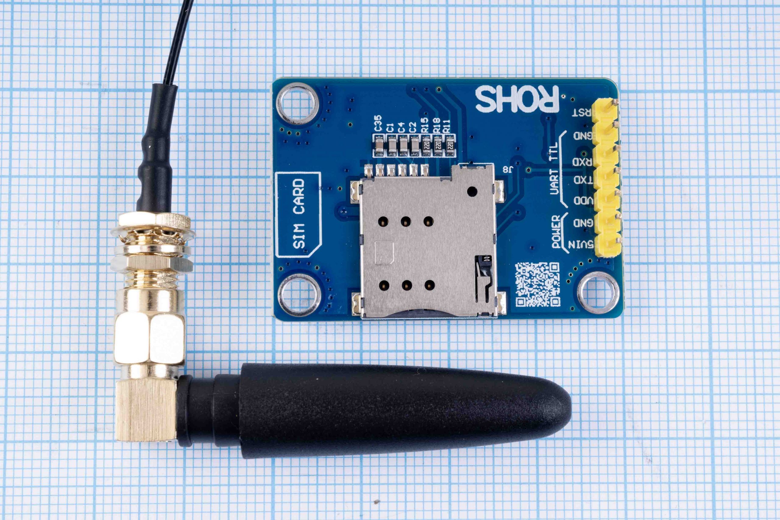 Модуль стільникового зв’язку GSM і GPRS для Arduino SIM800L EVB з виносною антеною