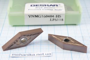 Вставка токарна (різець) VNMG160404-HS LF6118 DESCAR 60 HRC, двохстороння