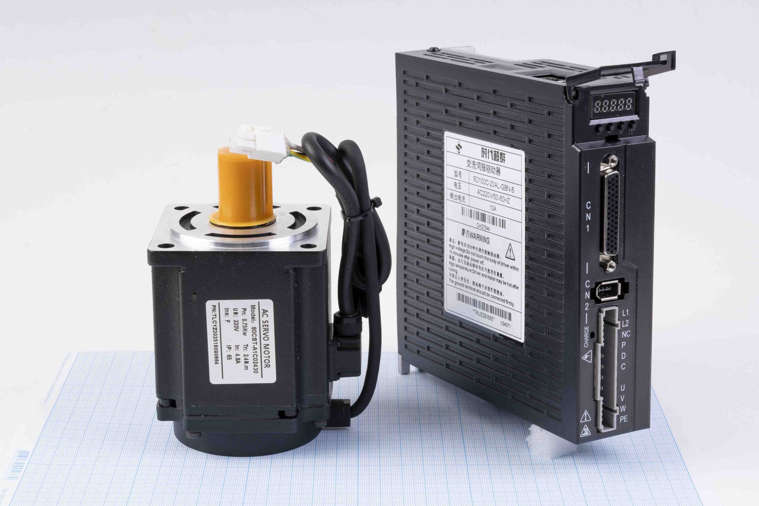 Серводвигун SDC80AEA07530-SC3-AP-CB (750W, 2.39 Nm) + серводрайвер SD100C-20AL-GBN 220V/10A