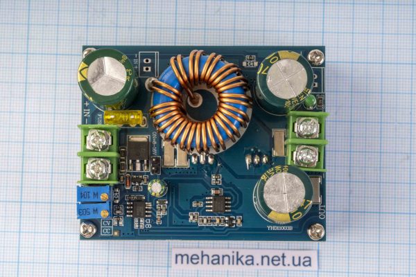 Перетворювач напруги, підвищуючий, стабілізаційний 600W DC-DC, 12-60V/12-80V 16A, з радіатором (пластиковий запобіжник, синя плата)