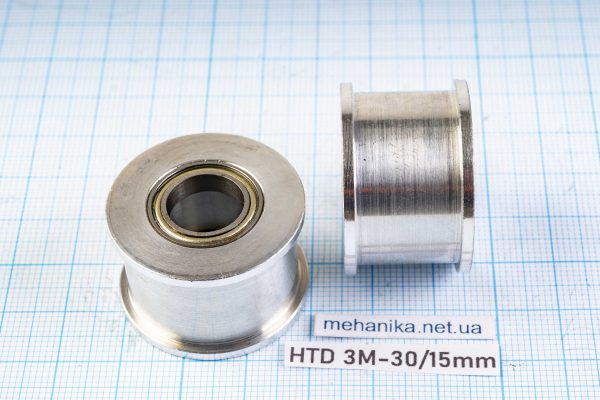 Натяжний гладкий ролик HTD 3M, без фланця, без зубів, ремінь 15 мм, отвір 12 мм