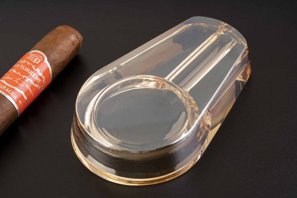 Попільничка для сигар, скляна, овальна 12 см – Бурштинова