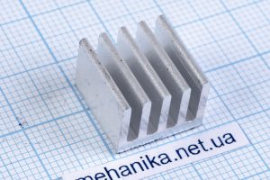 Радіатор охолодження, алюмінієвий, 14 мм х 14 мм х 10 мм, сірий