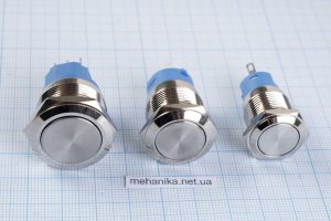 Кнопка металева без підсвічування, 220V, з фіксацією