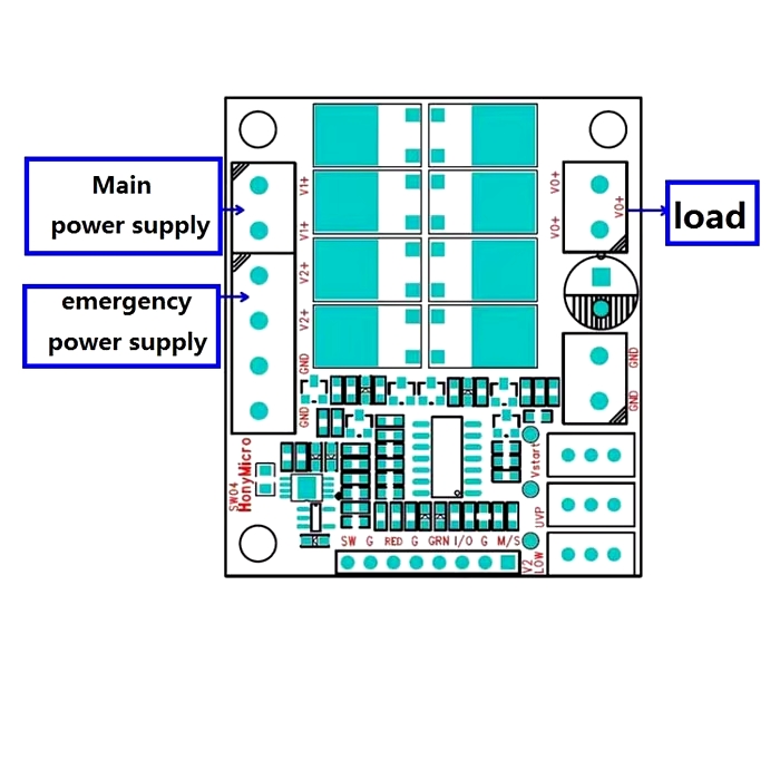 Плата UPS, автоматичний перемикач джерела живлення PowerPath SW04, DC 10-60V/30А