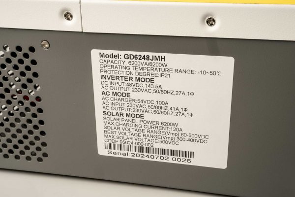 Інвертор гібридний (сонячний) GD6248JMH, 6200W/48V, струм заряду 100A