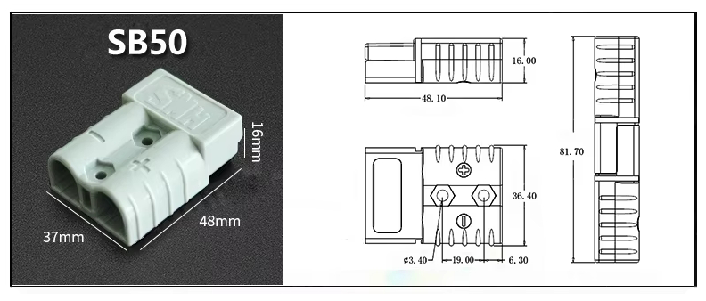 Роз’єм акумуляторний (силовий) Anderson SB50, 50A/600V (червоний)
