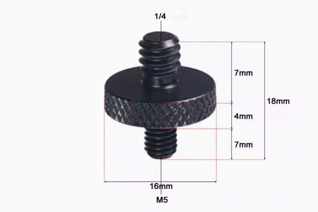 Перехідник-адаптер різьбовий (гвинт-шайба) 1/4″ Male (тато) на M5 Male (тато)