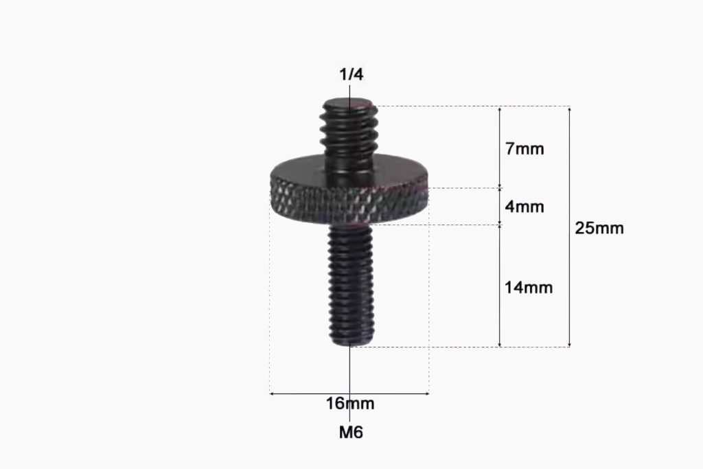 Перехідник-адаптер різьбовий (гвинт-шайба) 1/4″ Male (тато) на M6 Male (тато)