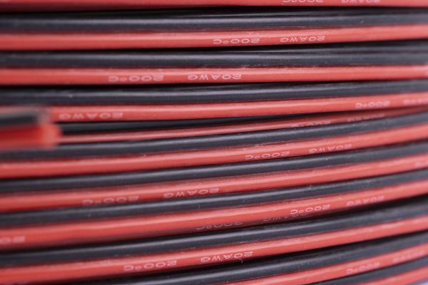 Кабель термостійкий силіконовий, супергнучкий 2х20AWG (червоний+чорний)