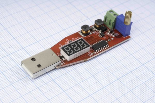 Перетворювач напруги, підвищуючий/знижуючий, USB-A, DC-DC, 5V/1V-24V, 3W