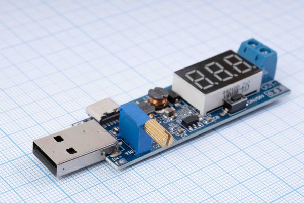 Перетворювач напруги, підвищуючий/знижуючий HW-132B, USB-A, Type-C, DC-DC, 3.5V-12V/1.2V-24V, 3W