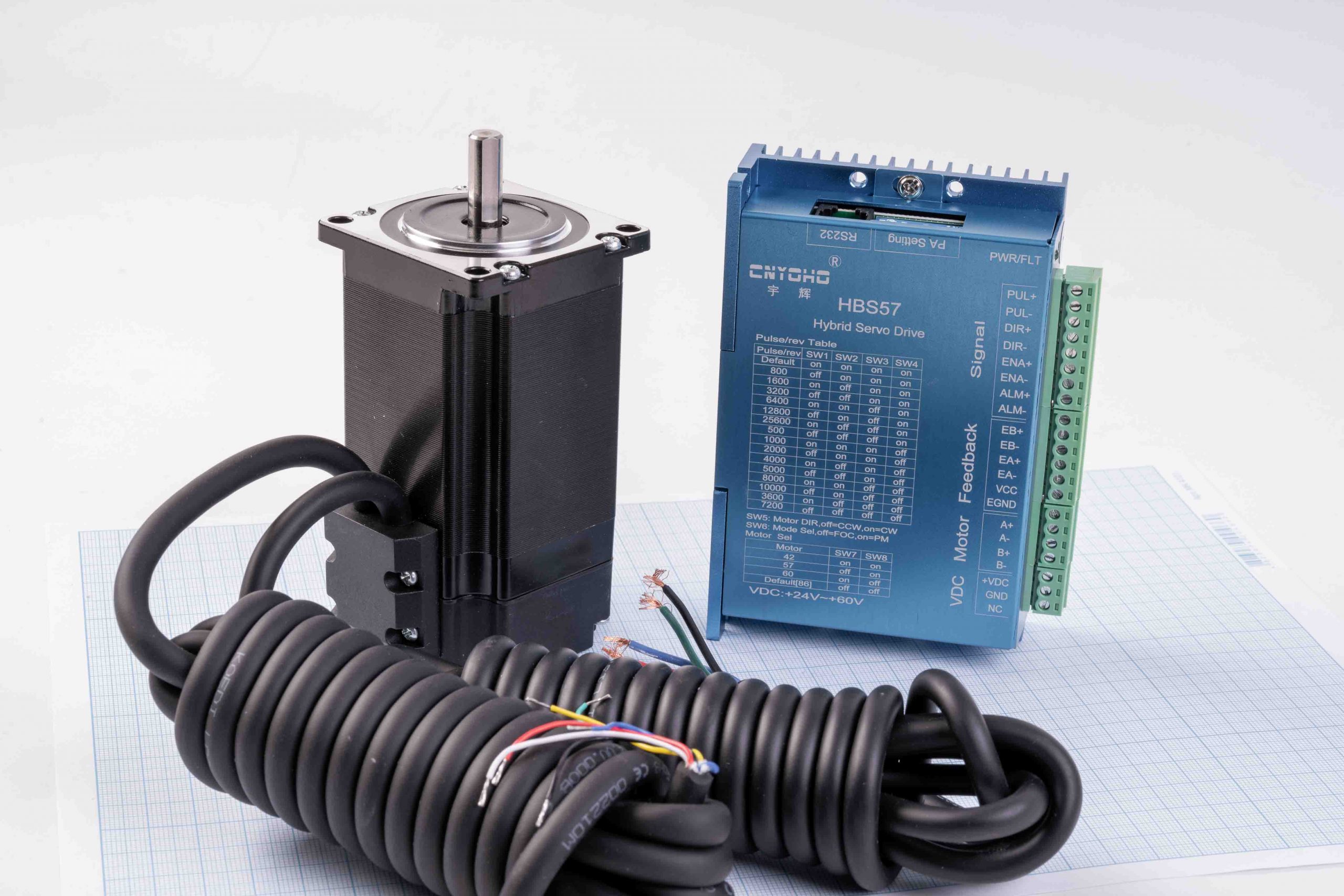 Кроковий двигун з енкодером Nema23(57) CNYOHO 57BYGH82EC-1000 2.5Nm, 3.0А + гібридний серводрайвер CNYOHO HBS57, кабель 300 см