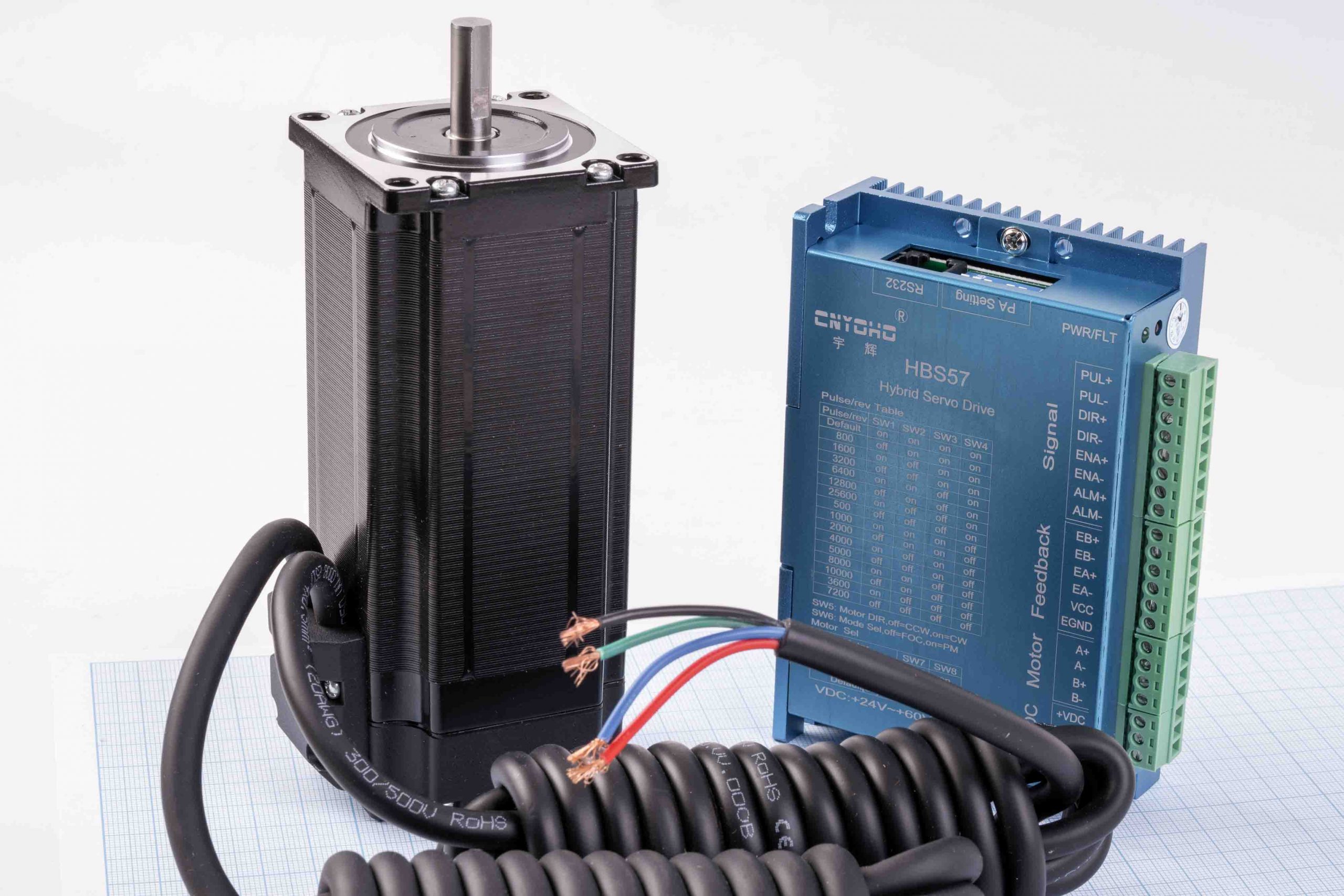 Кроковий двигун з енкодером Nema23(57) CNYOHO 57BYGH112EC-1000 3.6Nm, 3.0А + гібридний серводрайвер CNYOHO HBS57, кабель 300 см