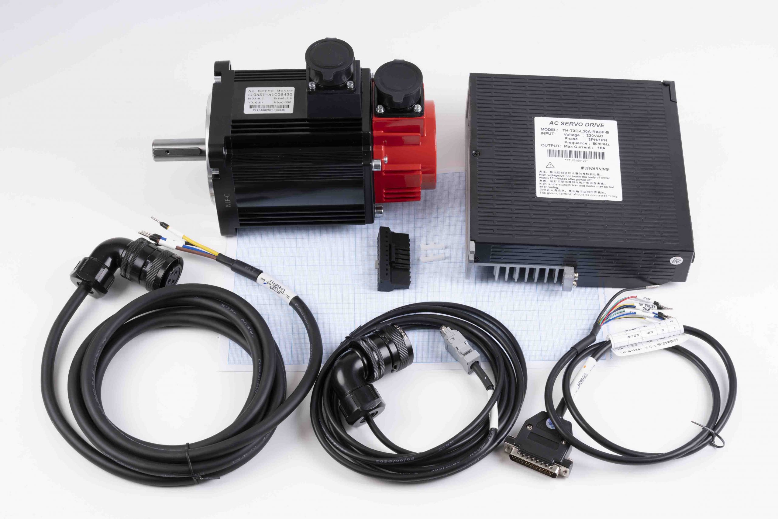 Серводвигун 110AST-A1C06430 (2000W, 6.4 Nm) + серводрайвер TH-T3D-L30A-RABF-B 220V/15A - Зображення 6