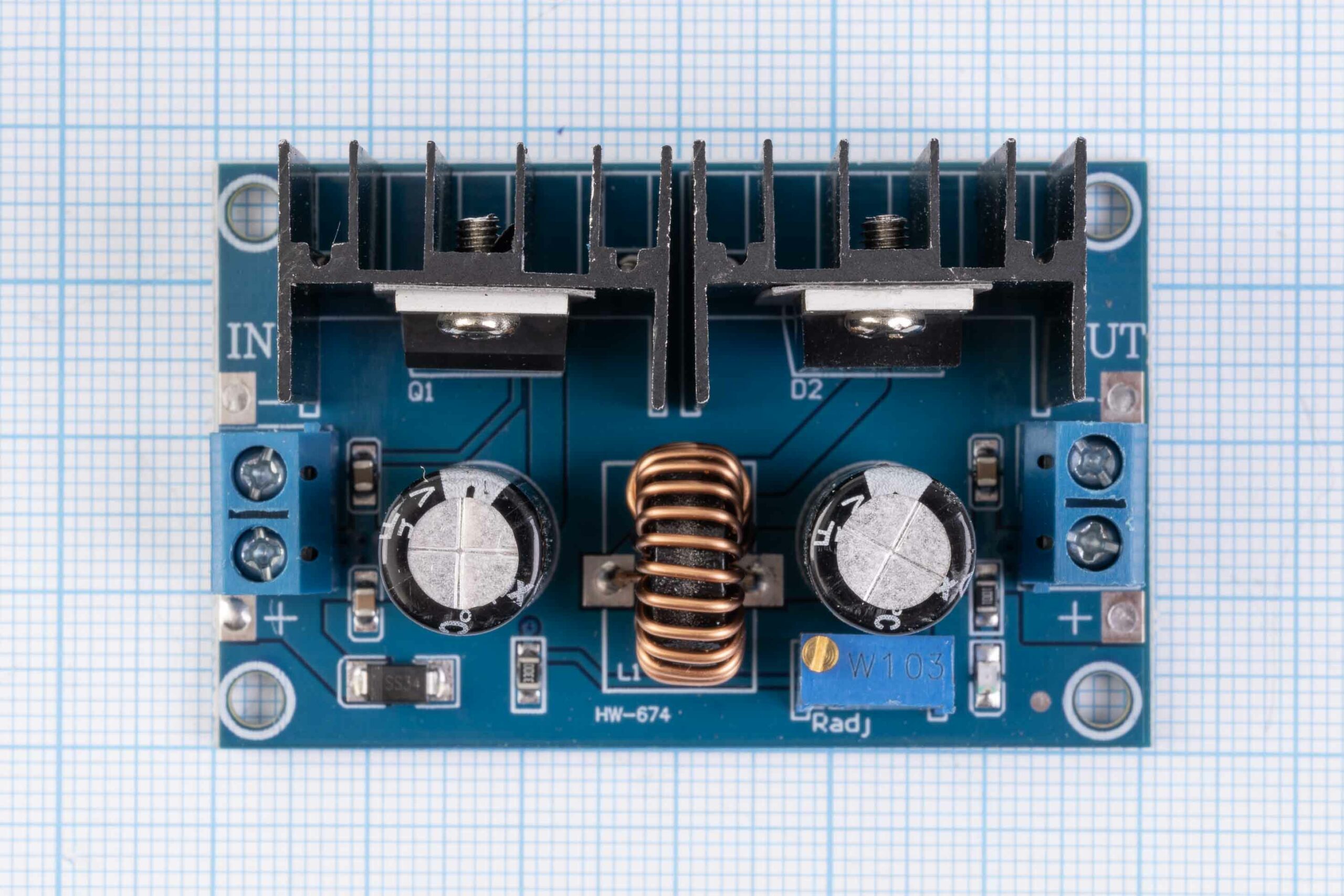 Перетворювач напруги знижуючий HW-674/XH-M407 DC-DC XL4016 4-38V/1.25-36V 8A/250W