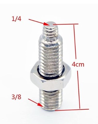 Гвинт-перехідник двосторонній 1/4" та 3/8" з контргайкою