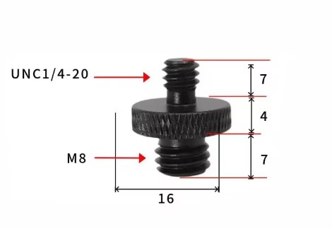 Перехідник-адаптер різьбовий (гвинт-шайба) 1/4″ Male (тато) на M8 Male (тато)