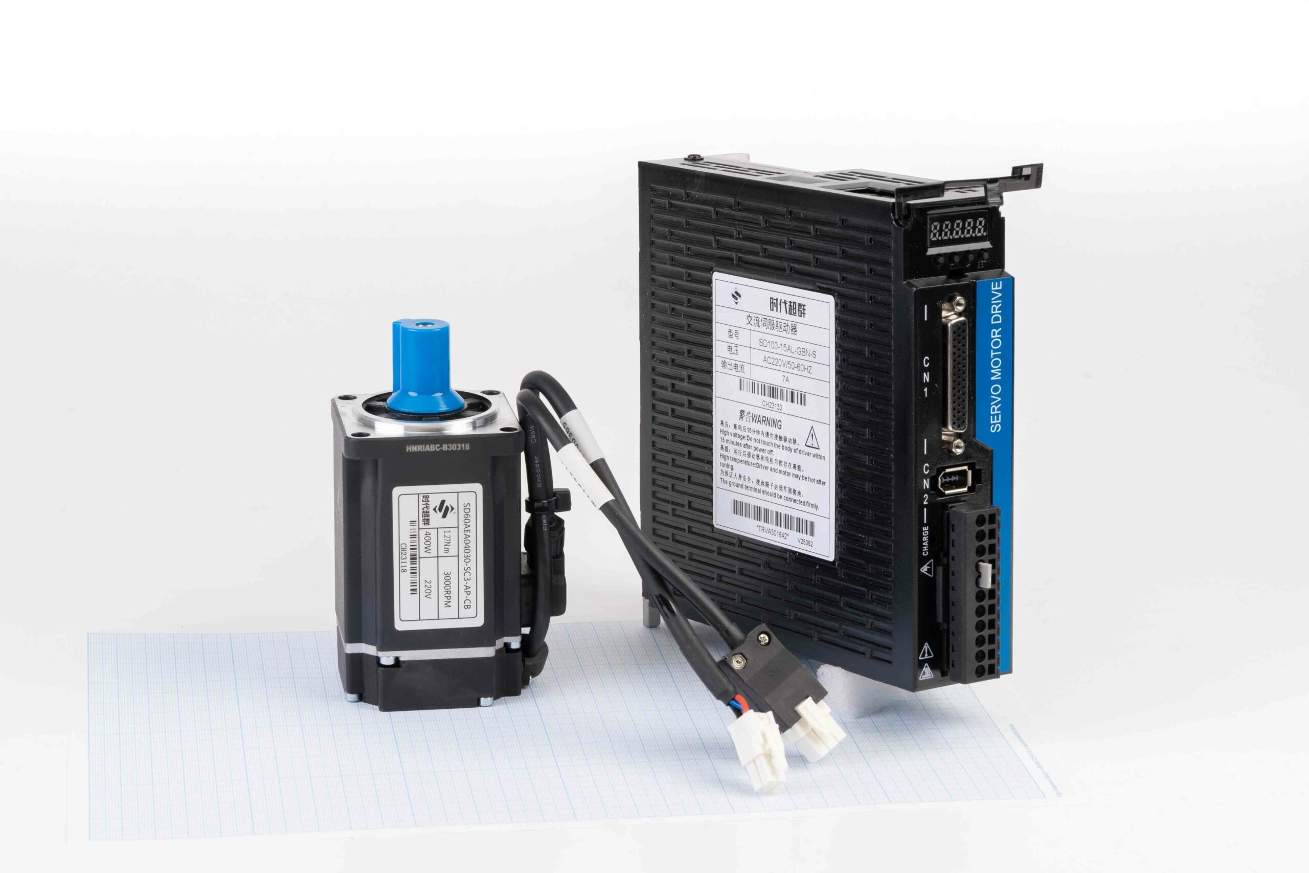 Серводвигун SD60AEA04030-SC3-AP-CB (400W, 1.27 Nm) + серводрайвер SD100C-15AL-GBN 220V/7A