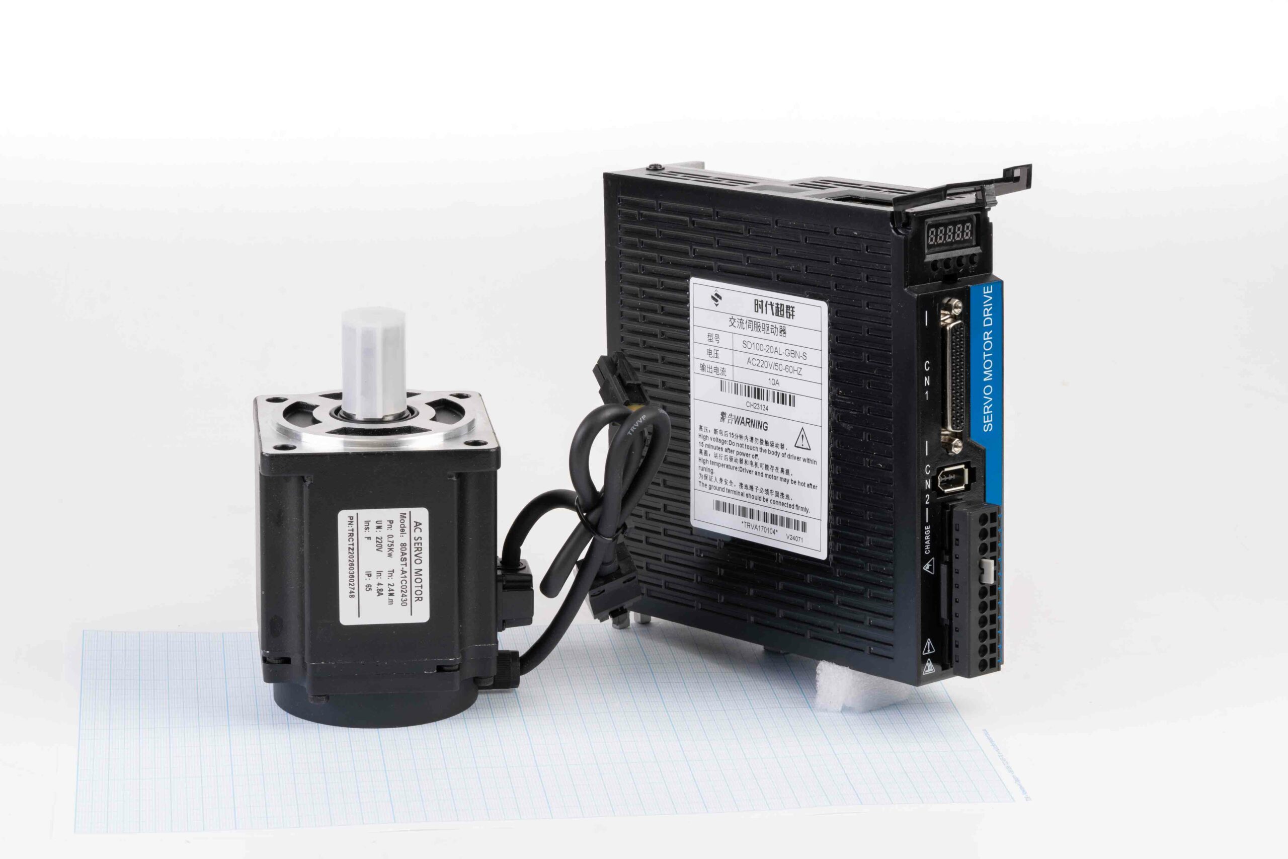 Серводвигун 80AST-A1C02430 (750W, 2.39 Nm) + серводрайвер SD100C-20AL-GBN 220V/10A