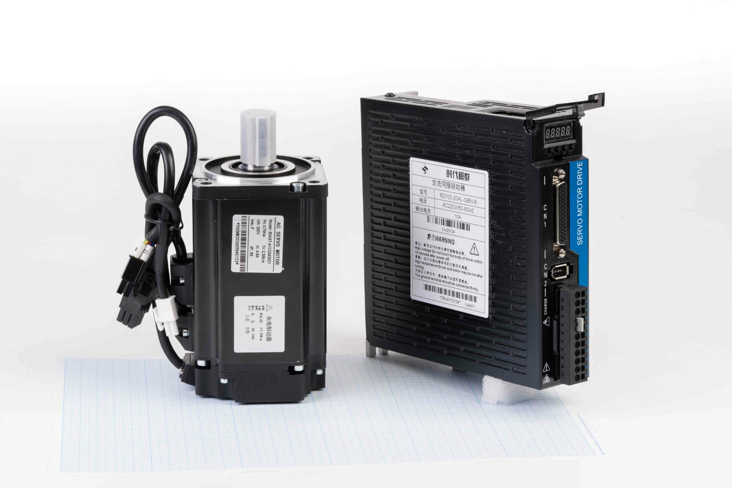 Серводвигун з гальмом 80AST-A1C02430Z1 (750W, 2.39 Nm) + серводрайвер SD100C-20AL-GBN 220V/10A